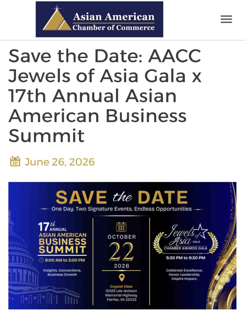 Asian American Chamber Of Commerce Business Summit October 22, 2026
